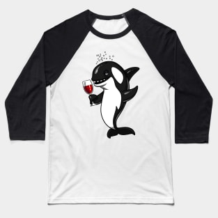 Orca Killer Whale Wine Drinking Funny Ocean Party Baseball T-Shirt